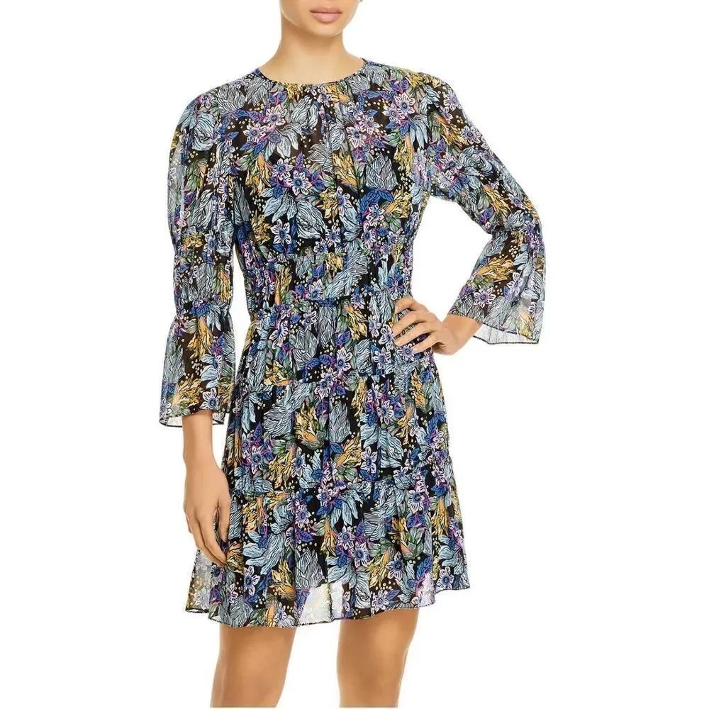 Cinq a Sept June Parade Floral Chiffon Mini Dress NWT Size 6